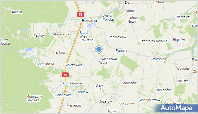 mapa Świetlikowa Wola, Świetlikowa Wola na mapie Targeo